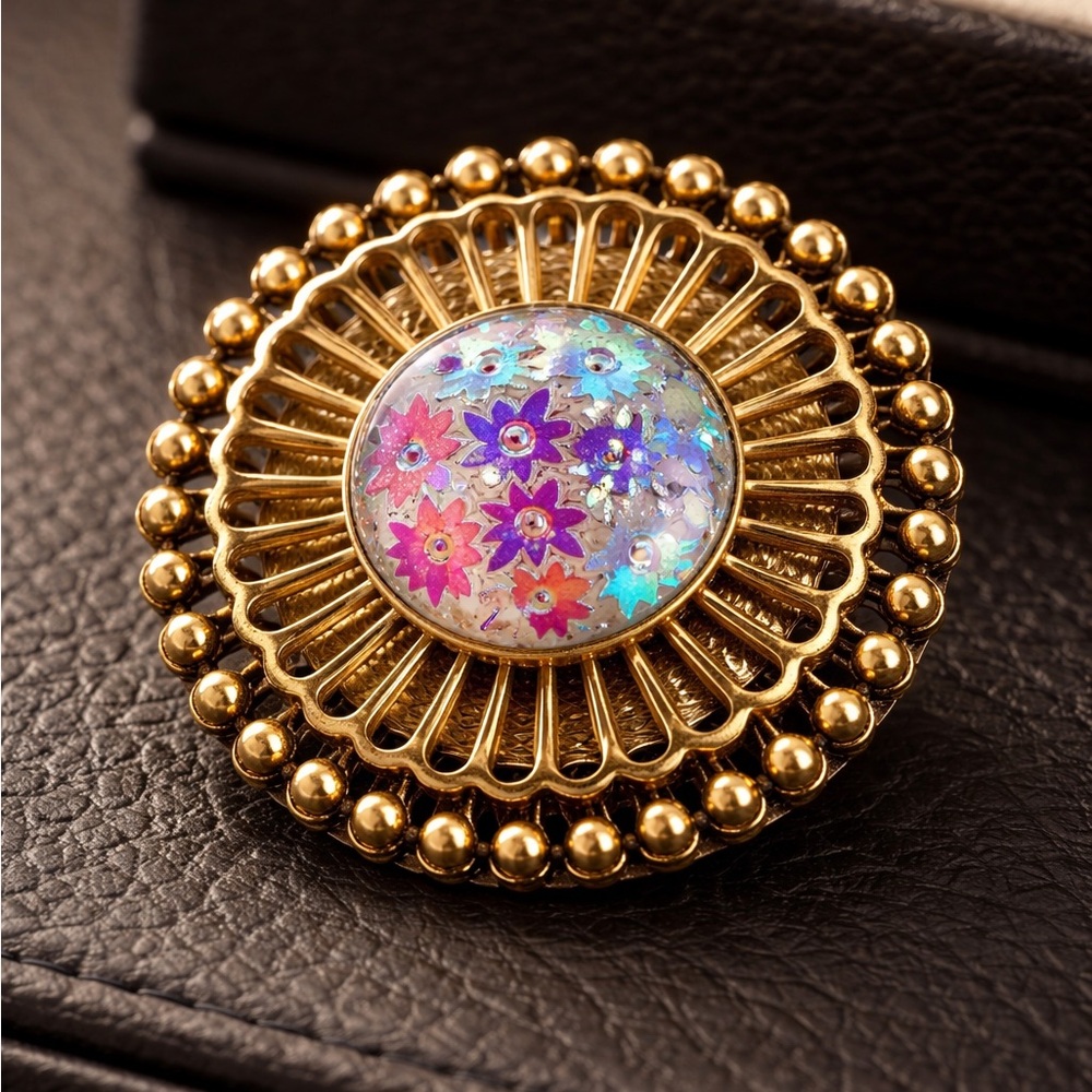 Elegant Vintage Gold Floral Brooch